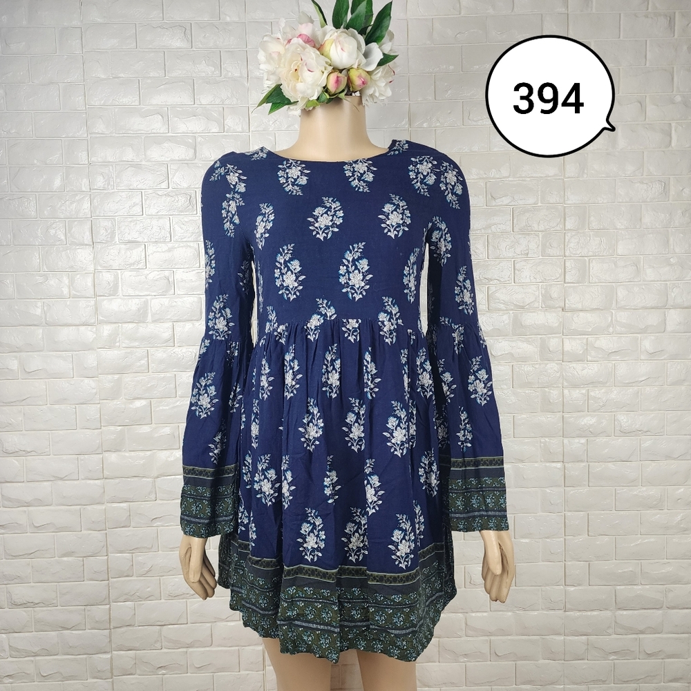 Very J Medium Navy Blue Long Sleeve Mini Dress – Casual Everyday Dress